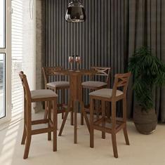 Imagem de Conjunto Bistrô 1 Mesa 4 Banquetas Copacabana Ccs Interiores Pinhão