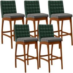 Imagem de Kit 05 Banquetas Altas B04 Verde Musgo Cinza Escuro