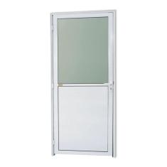 Imagem de Porta de Alumínio Lambri e Vidro 210x90cm com Vidro Boreal Super Brimak Branco