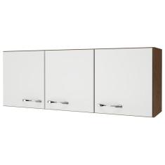 Imagem de Armário Aéreo 120cm 3 Portas Multiuso Cozinha Marrom Off-White