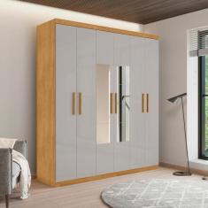 Imagem de Guarda Roupa Com Espelho E 6 Portas Sousa Naturalle Off White