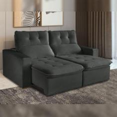 Imagem de Sofá Retrátil e Reclinável 3 Lugares 200cm Beny Suede/Cinza