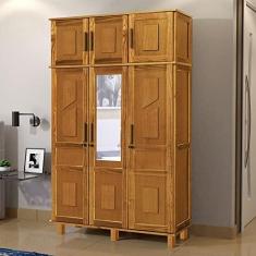 Imagem de Guarda Roupa Solteiro 1 Espelho 6 Portas e Cabideiros Rodmóveis Ipê