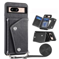 Imagem de Asuwish Capa de celular para Google Pixel 8 5G com protetor de tela de vidro temperado, suporte para cartão de crédito, alça transversal, acessórios de célula de couro Pixel8 oito mulheres homens
