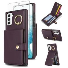 Imagem de Asuwish Capa de celular para Samsung Galaxy S22 Plus S22+ 5G Capa carteira celular com anel protetor de tela de vidro temperado com bloqueio de RFID, compartimento para cartão de crédito S22+5G