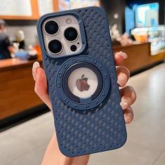 Imagem de Capa para iphone 12pro max luxo macio oco à prova de choque magnético pára-choques capa traseira, azul, para iphone 12pro max