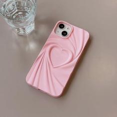 Imagem de Luxo 3d fosco amor coração rugas caso de telefone para iphone 14 13 12 11 pro max silicone macio pára-choques capa, rosa, para iphone12