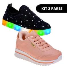 Imagem de Kit 2 Pares Tênis Infantil Sapato Feminino Menina Escolar - Club Happy