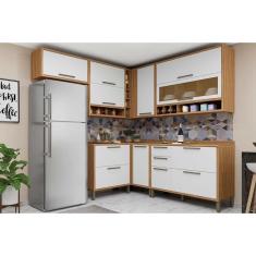 Imagem de Cozinha Modulada Completa Syrah 7 Peças (4Aéreos+3Balcões) C7P85 Amendoa/Branco - Ronipa