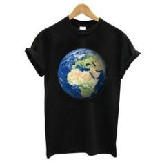 Imagem de Blusa baby look camiseta  algodao planeta terra