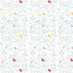 Imagem de Papel Parede Jardim E Pássaros Coloridos Decorativo Adesivo