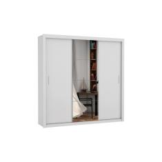 Imagem de Guarda Roupa Casal Porta Correr c/ espelho 3 portas e 4 gavetas Veneza – Branco