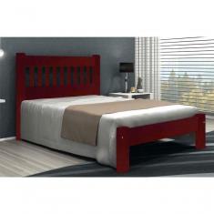 Imagem de Cama de Casal Lisboa de Madeira Maciça Angelim Pedra Tauari Mogno