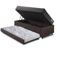 Imagem de Bicama Box Baú 96x203x42 Revestimento Sintético Marrom com Colchão Ada