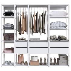 Imagem de Guarda Roupa Closet 4 Peças Cabideiro Gaveta Branco Prodecor Módulos Multiuso Easy