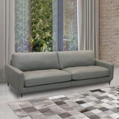 Imagem de Sofá Decorativo Isaac 4 Lugares Sala de estar 270cm Pés em Aço Couro Grafite G88 - Gran Belo