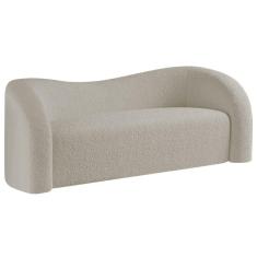 Imagem de Sofá Curvo 3 Lugares Orgânico Sala Recepção Escritório Coréia 180cm Linho Cor Bege