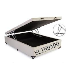 Imagem de Cama Box Baú Casal Blindado Sintético Bege Com Pistão A Gás - Mais Cam