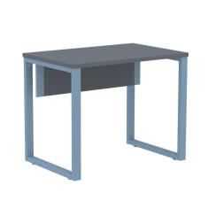 Imagem de Mesa Escritório P25 TUB Pandin 90 cm (Larg) Tampo MDP Grafito Pé Aço Tubular Azul Dali