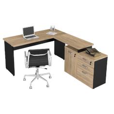 Imagem de Mesa 1,20 + Balcão c/ 1 porta, 3 Gavetas - Web30 Preto/Calvi