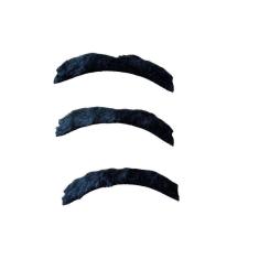 Imagem de Kit 3 Un Bigode Falso Preto De Pelúcia Repicado Na Ponta