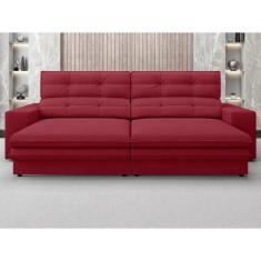 Imagem de Sofá Pegasus 2,00m Assento Retrátil e Reclinável Velosuede Vermelho - netsofas