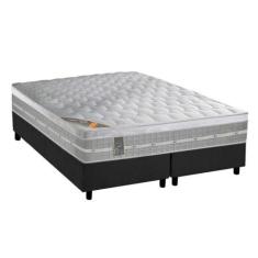 Imagem de Cama Box King: Colchão Molas Castor Pocket Premium Gel + Base Crc Sued
