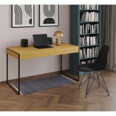 Imagem de Escrivaninha Industrial Escritório Malta Canela 137X53cm Com 1 Cadeira