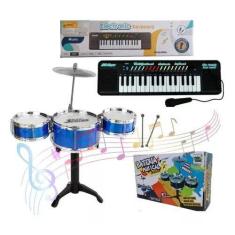 Imagem de Kit Musical Infantil Mini Bateria + Teclado Piano 32 Teclas - Toys