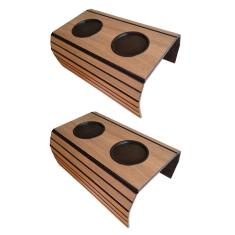 Imagem de Kit 02 Bandejas Esteira Para Braço De Sofá Porta Copo Plástico Tabaco - SSX Multicoisas