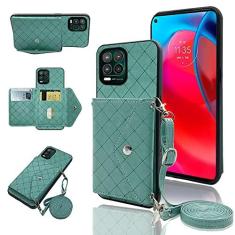 Imagem de Capa carteira compatível com Moto G Stylus 2021 4G com alça de ombro transversal e suporte de couro para cartão de crédito capa para celular Motorola GStylus 6.8 Stylo XT2115DL XT2115-1 feminina verde