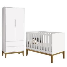 Imagem de Jogo De Quarto Infantil Guarda Roupa 2 Portas E Berço Classic Branco F