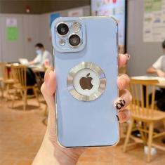 Imagem de Capa de telefone galvanizada macia para iPhone 11 12 13 14 15 Pro Max XS X XR 7 8 Plus Mini capa de silicone oca, azul celeste, para iPhone 13Pro