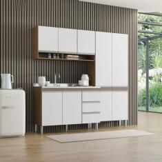 Imagem de Cozinha Compacta 200cm com Balcão para Pia Paneleiro Sabrina Branco Me