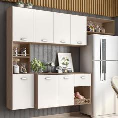 Imagem de Armario Cozinha Suspensa 7 Portas E 1 Gaveta Mila Carvalho Oak/Off White Carvalho Oak/Off White