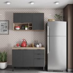 Imagem de Cozinha Compacta com Tampo FI0012 Firenza Demobile, Avena/Grafito