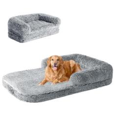 Imagem de Cama de cachorro EHEYCIGA dobrável XXL com pele sintética para cães ex