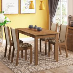 Conjunto Mesa Jantar Redonda 1,20m 4 Cadeiras Country Madeira