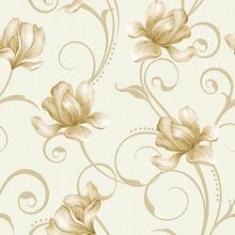 Imagem de Papel De Parede Adesivo Floral Ramalhete Bege e Marrom Para Quartos e Sala