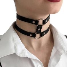 Imagem de Coleira Social Choker Duplo Gargantilha Harajuku Estilo Moda Kawaii Co