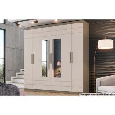 Imagem de Guarda Roupa 6 Portas (2 c/ Espelho) e 3 Gavetas Flora Duna/Cristal - Henn
