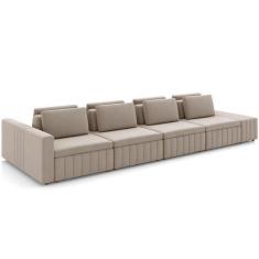 Imagem de Sofá Ilha com Puff para Sala Living 465cm Amber M03 Veludo Bege - Lyam