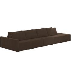 Imagem de Sofá Ilha Modular Para Sala 432cm Com Puff Dublin K01 Veludo Marrom -