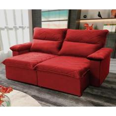 Imagem de Sofá Retrátil/Reclinável Paris 2,00M Suede Velut Vermelho C/ Molas No