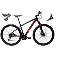 Imagem de Bicicleta Aro 29 Ksw Xlt Alumínio 24v Câmbios Shimano Garfo Suspensão - Preto/vermelho/laranja Tam.17