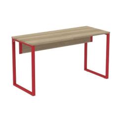 Imagem de Mesa Escritório P25 Tub Pandin 150 cm (larg) Tampo Mdp Noce Naturalle Pé Aço Tubular Azul Del Rey