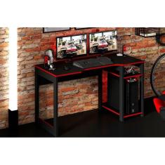 Imagem de Mesa Computador Casal Gamer ME4152 Preto/Vermelho - Tecno Mobili