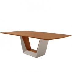 Imagem de Mesa para Sala de Jantar Rubi 220cm Madeira Tampo Barril Laminado Moderna Mobilia