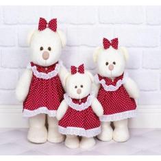 Imagem de Ursos de pelucia palha vestido baby poá - 3 pçs - CKD CONFECÇÕES, Poá 