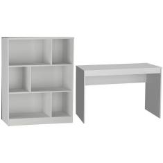 Imagem de Mesa E Estante Para Escritorio Gamer B28 Branco Novam Branco